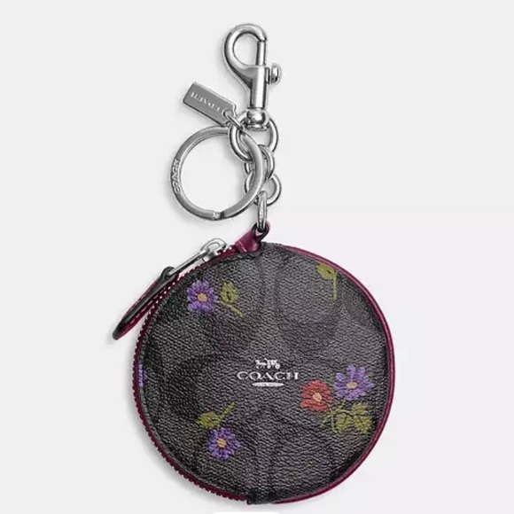NWT Coach Black Floral Coin Pouch - Picture 1 of 13